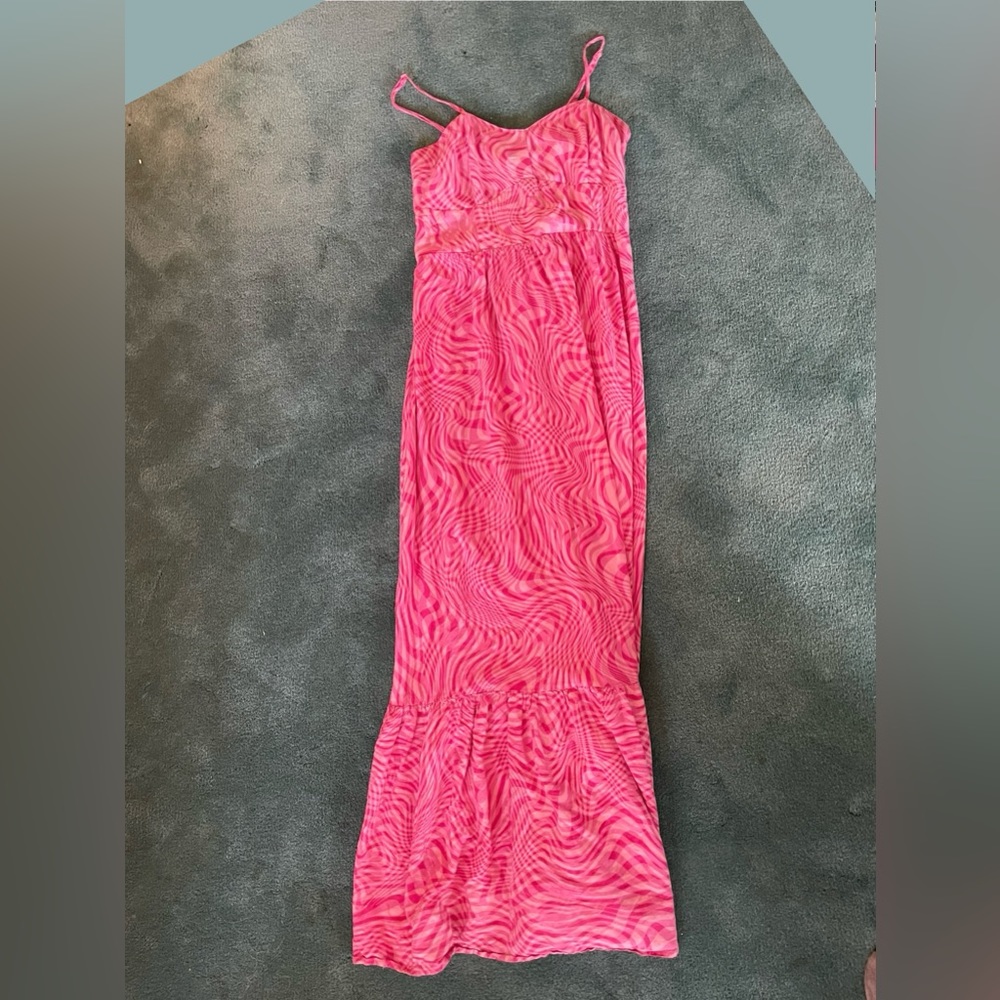 Pink and White Spaghetti Strap Sundress for Resort Wear